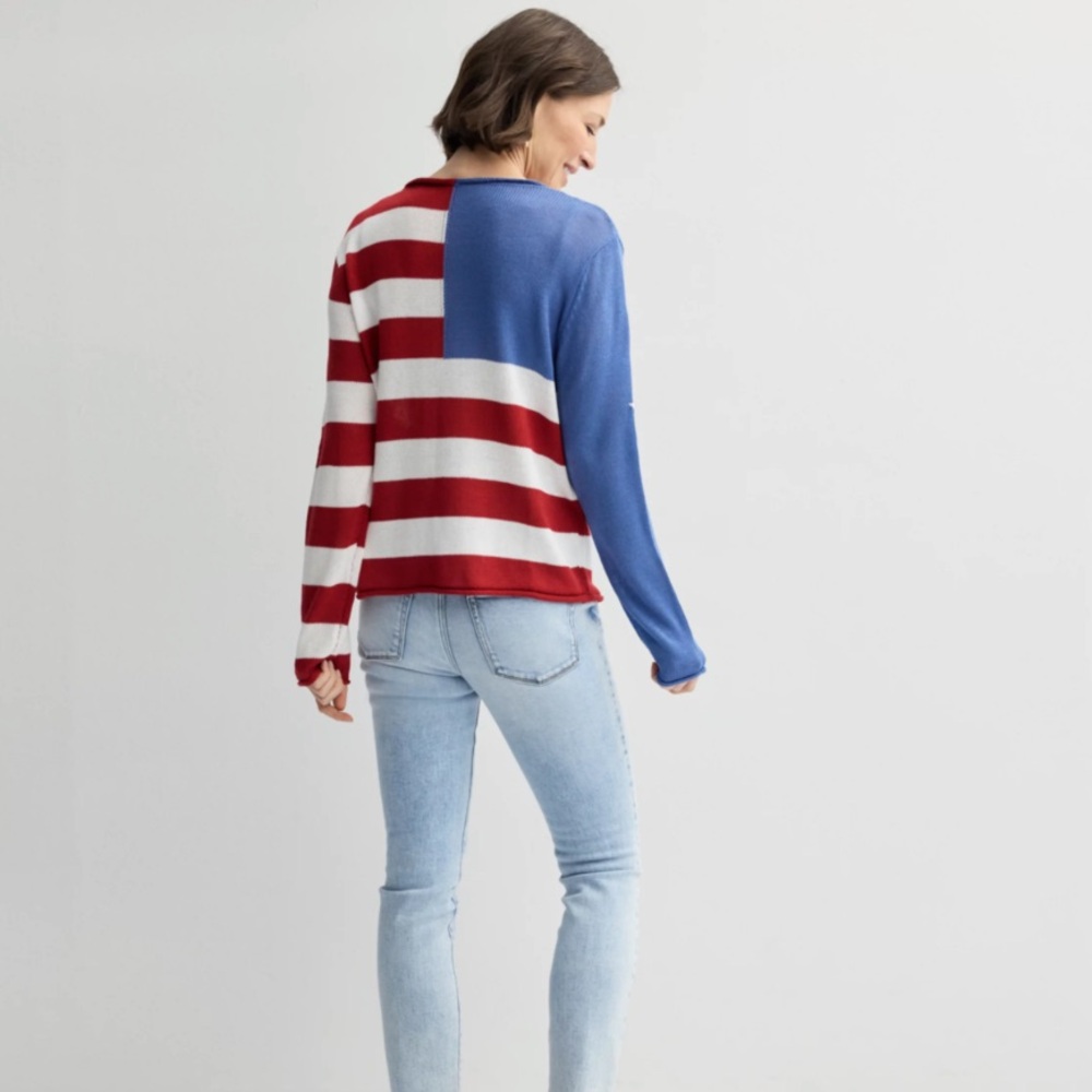 America inspired Blue and Red Relaxed Fit  sweater - Picture 2 of 4